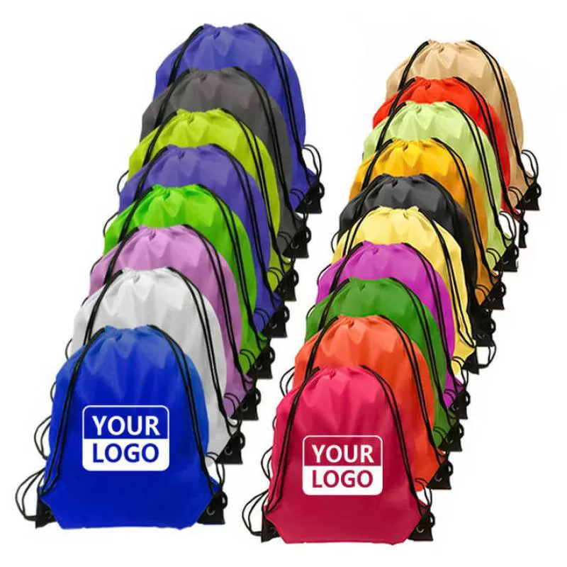 Shopping Drawstring Bag Cheap Wholesale Polyester Custom Logo 210D Draw String Bags Sport Gym Basketball Backpack