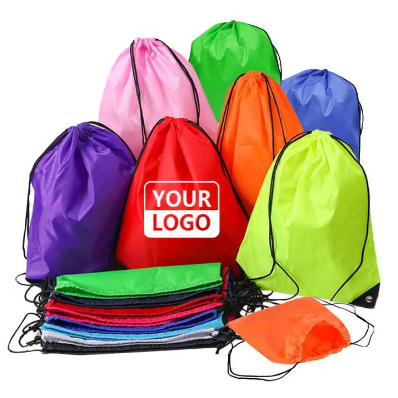 Wholesale Custom Recycled Nylon Durable 420D Polyester Drawstring Backpack Sport Gym Storage Sack Drawstring Bag