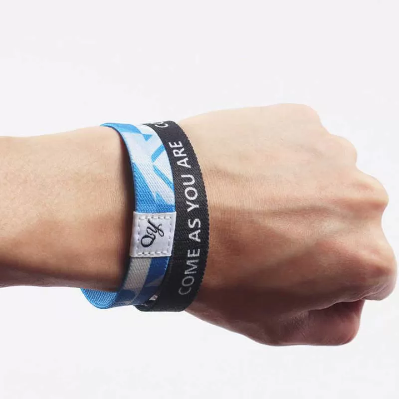 Promotional Gift Custom Personalized Printing Logo Fabric Event Bracelet Sport Elastic Wristband