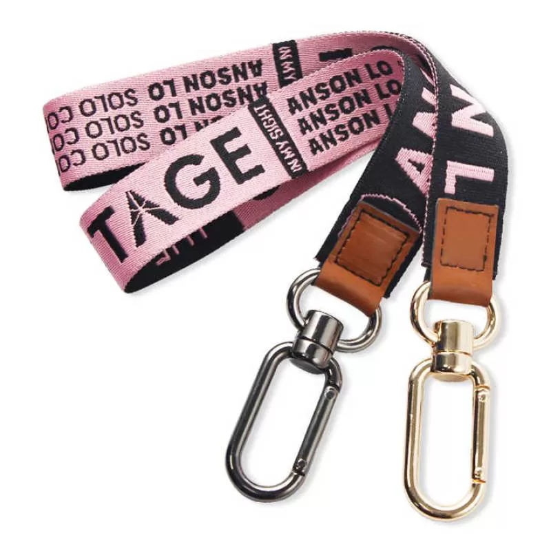 New Custom Woven Logo Key Chain Lanyard with Metal Tag Keychain Custom