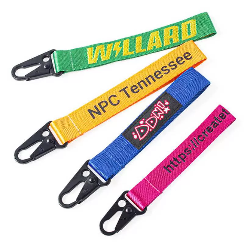 Wholesale Nylon Keychain Lanyard Print logo pink Short Lanyard with Custom Lanyard Manufacturer