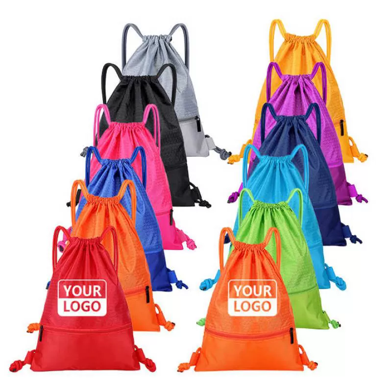 Custom Drawstring Backpack Sports Gym Bags with Side Pocket for Men Women Drawstring Backpack Water Resistant Bags