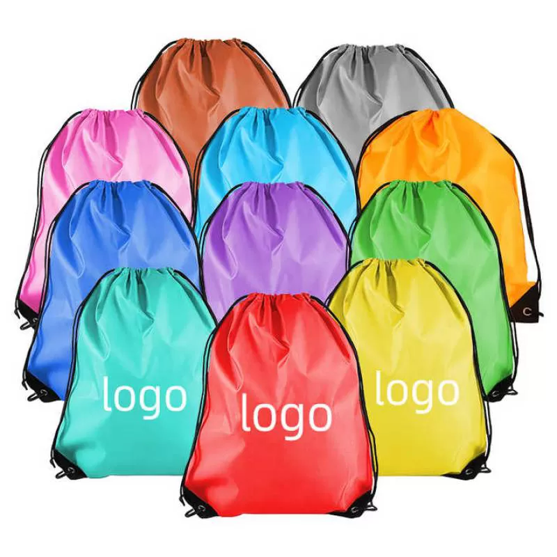 Low Moq Customized 30cm Polyester Nylon Drawstring Bag and Cheap Backpack Draw String Bags