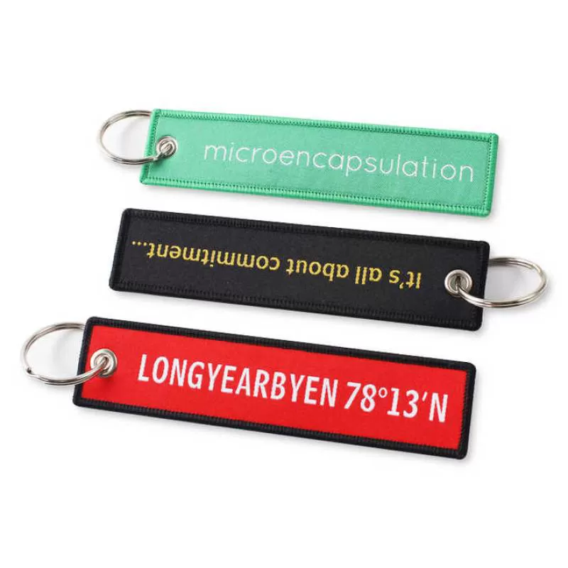 Promotional Advertising Gift Key Tag Design Fabric logo Embroidery Keychains