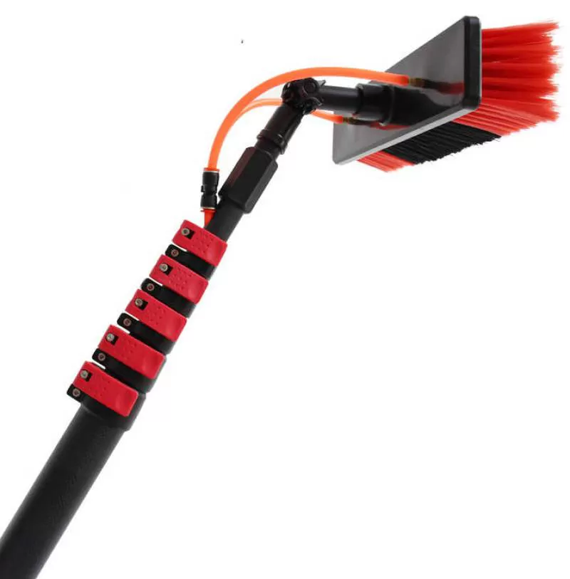 Extentool 12ft Water Fed Telescopic Window Cleaning Pole Brush Set with Extension Poles