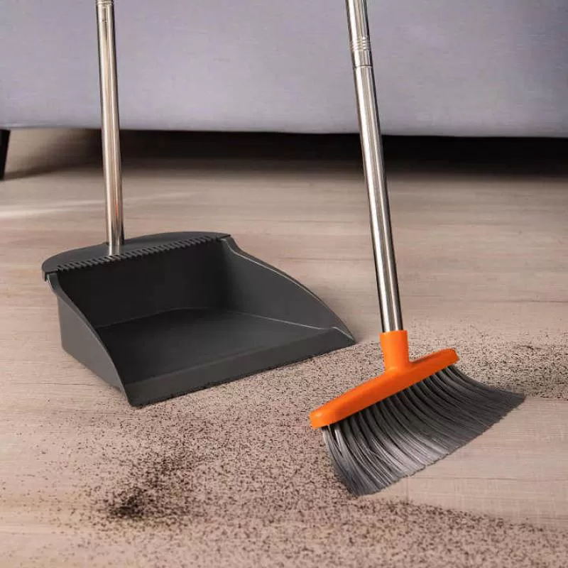 Jesun 2023 New Hot Sell Cheap Plastic Broom and Dustpan Set Upright with Long Handle