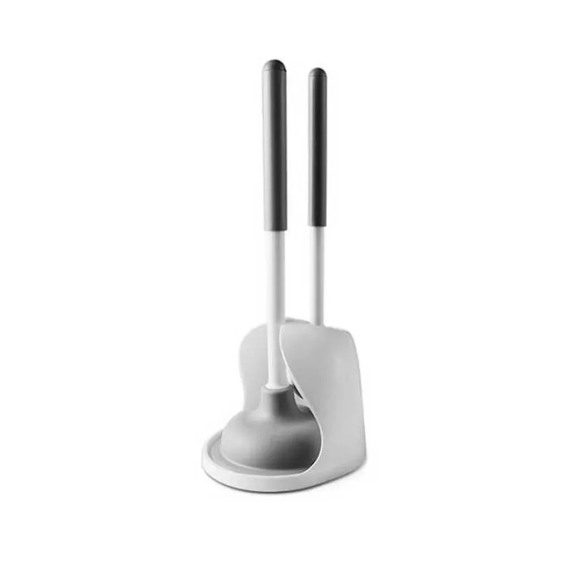 Manufacturer Wholesale Bathroom Cleaning Brush and Drain Plunger With Build-In Tweezers Toilet Brush and Holder Set for Bathroom
