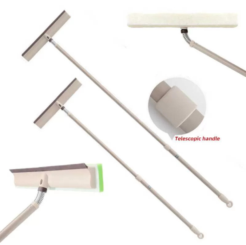 Jesun 2 in 1 Telescopic Adjustable Long Handle Double Sided Window Cleaner Mesh Screen Cleaner & Window Squeegee Set for K