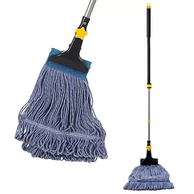 Jesun Heavy Duty Cotton Mop Yarn with 55.1" Telescopic Long Handle Loop-end String Wet Cotton Floor Mops Cleaning Floor Mop