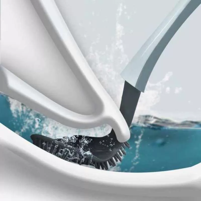 Jesun New Wall Mounted Toilet Bowl Brush with Holder Tpr square Toilet Brush Eco Silicone Bathroom Cleaner with Plastic Handle