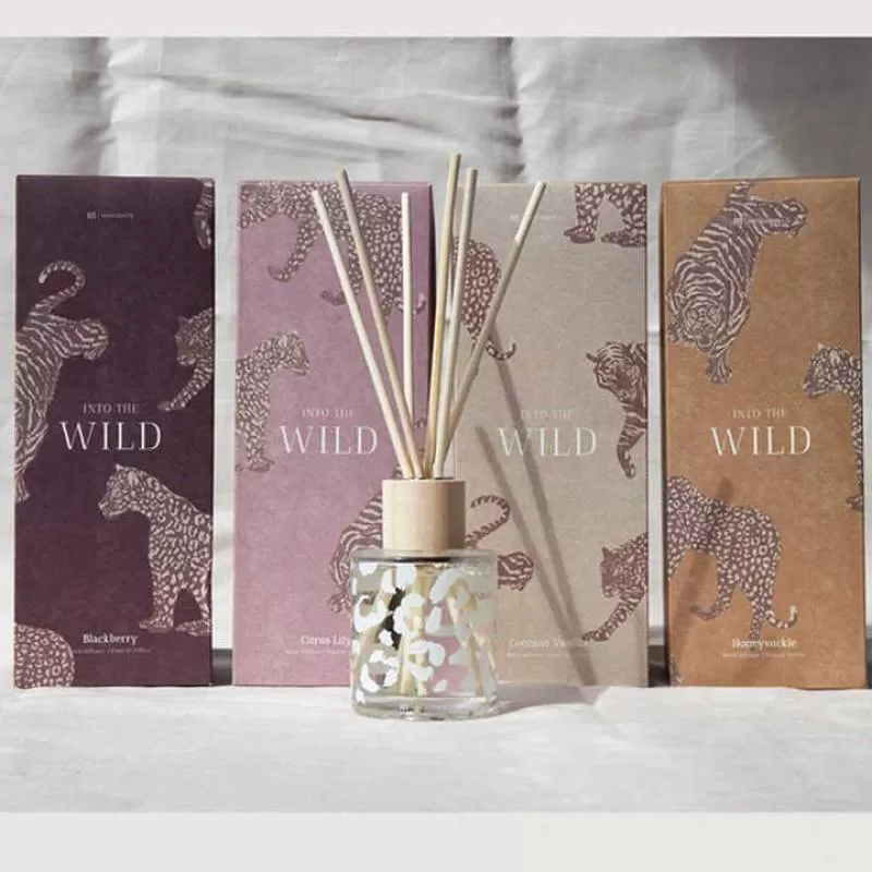 Mescente Luxury Decorative Glass Bottle Sticks Reed Diffuser Oil Sets with Packaging Boxes