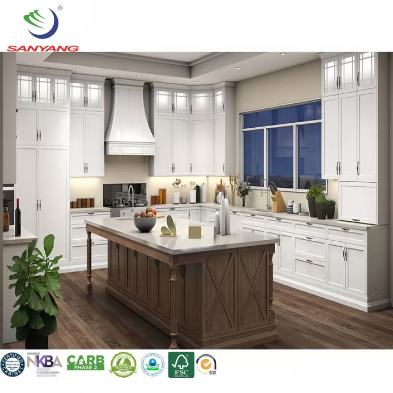Luxury Modern Wooden White Kitchen Cabinets & Accessories American Shaker Kitchen Storage Cabinet Designs for Small Kitchens