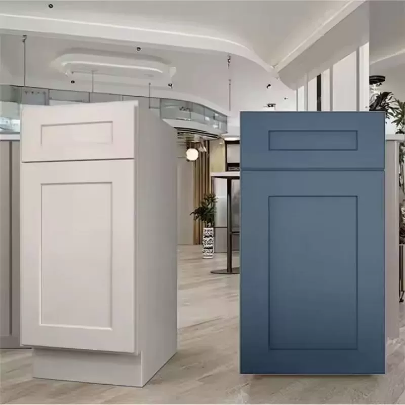 American Modern Luxury Kitchen Set Custom Shaker Door Cupboard with Stainless Carcase and Glass Door RTA Furniture