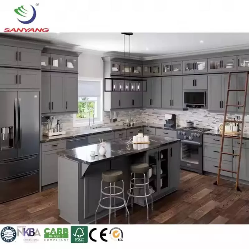 Vietnam Ready-to-Assemble Solid Wood RTA Kitchen Cabinet Island Set American Style for Cheap Apartments Sink Accessory MDF