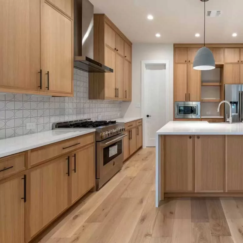 Modern Luxury Grey White Modular Kitchen Cabinets Set with Custom Island Wholesale Design