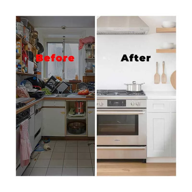 High Fashion Modern Home Design Kitchen Cabinets American Shaker RTA Solid Wood MDF Plywood Carcase PVC Door Faucet Backsplash