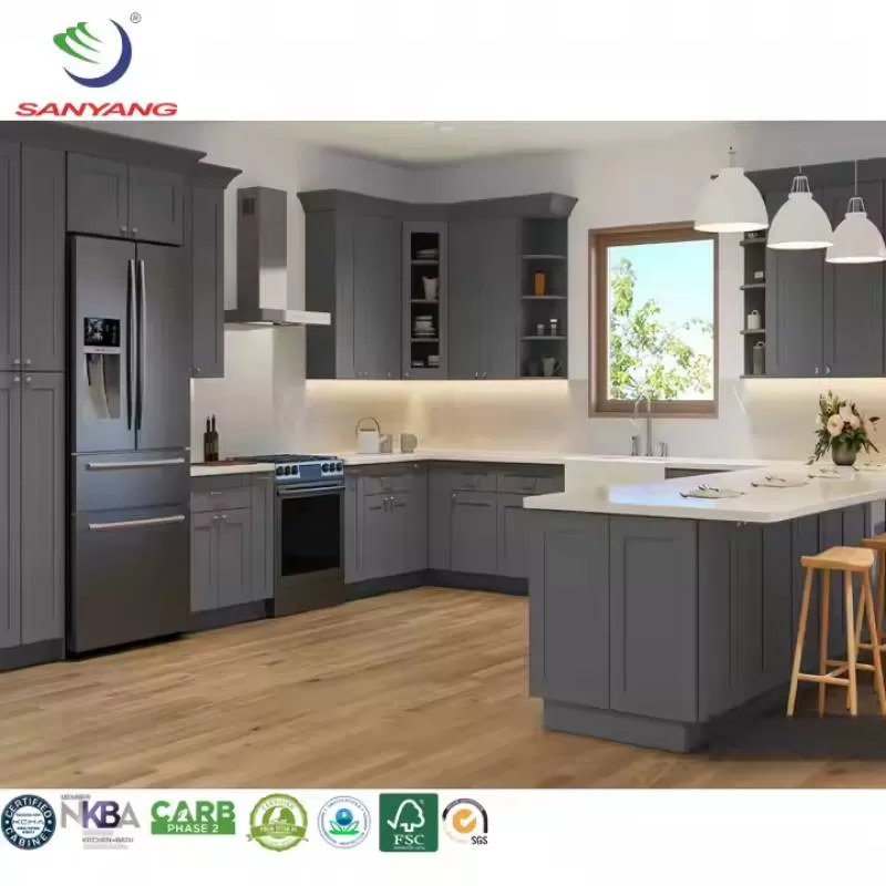 Modern Solid Wood Kitchen Cabinet Glass Contemporary Designs for Home Apartment Independent Furniture Storage solutions for