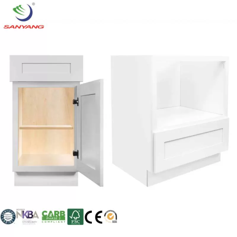 Luxury High End Solid Wood Kitchen Base Cabinets Complete Sets Vietnam RTA American Kitchen Furniture Cabinet White Model