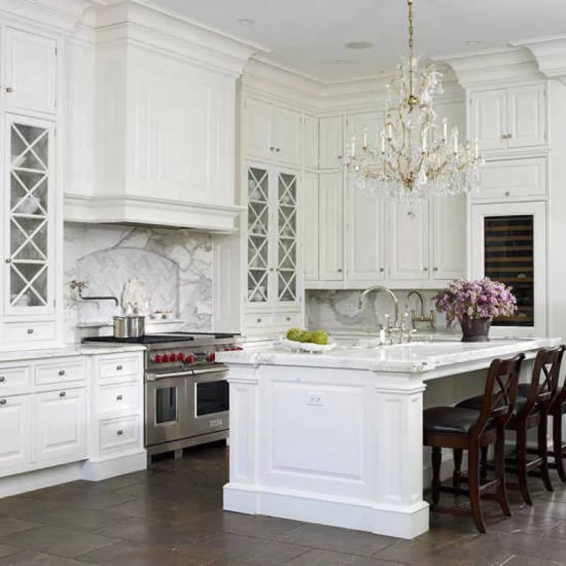 Invisible Handle Design Kitchen Pantry Island Set Black Matte Kitchen Cabinet with LED Light