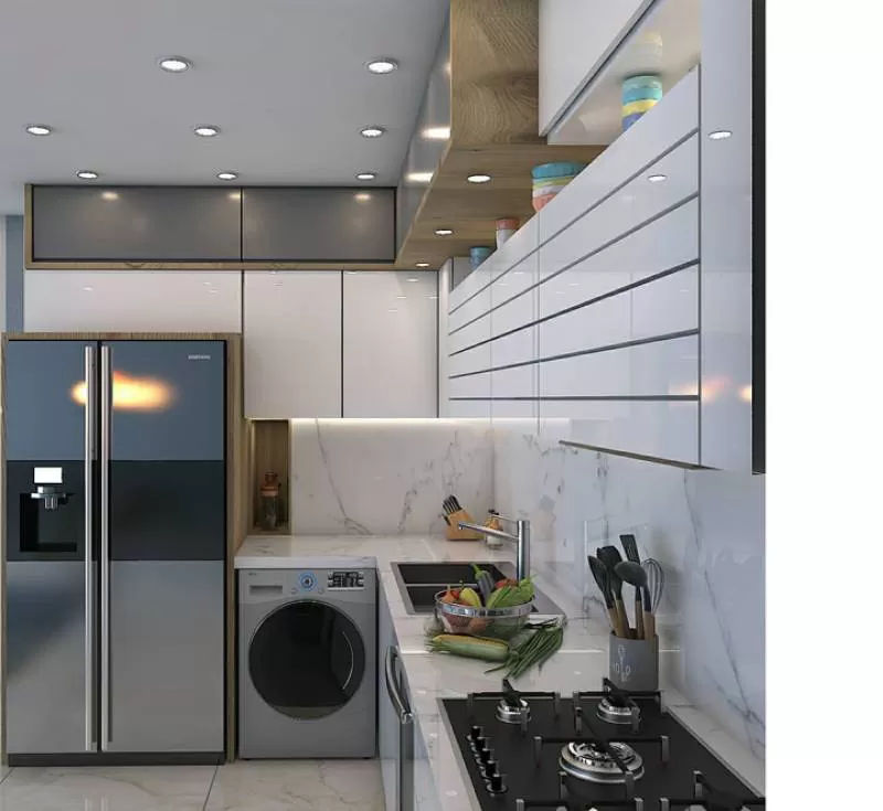 Custom All PlyWood Modern Kitchen Cabinets-Made Light Luxurious in Foshan Open Mode Kitchen Cabinet