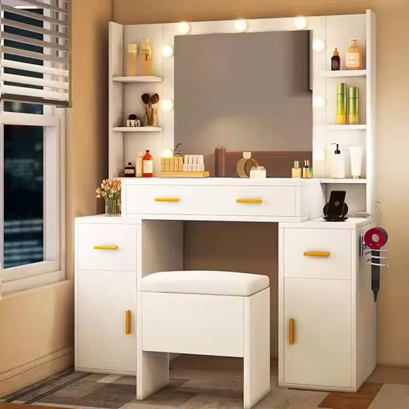 Smart Dresser Light Luxury Nordic Bedroom Makeup Table Wood Modern Simple Multi-functional Princess Dressing Table
