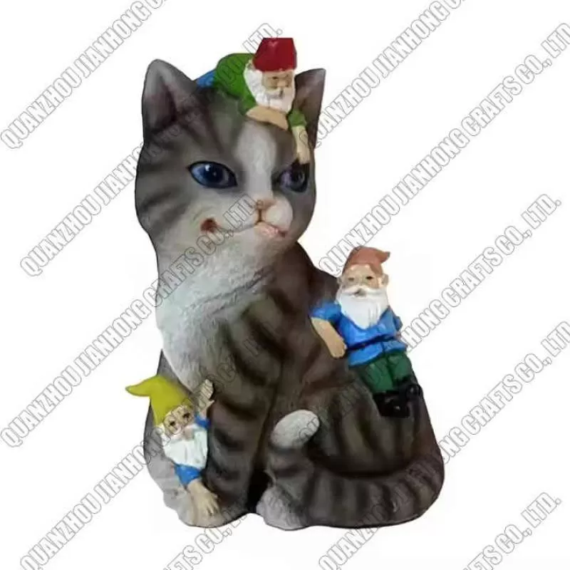 Children Garden Statues Best Selling Little Dwarf and Big Cat Resin Sculpture for Home Garden Decoration