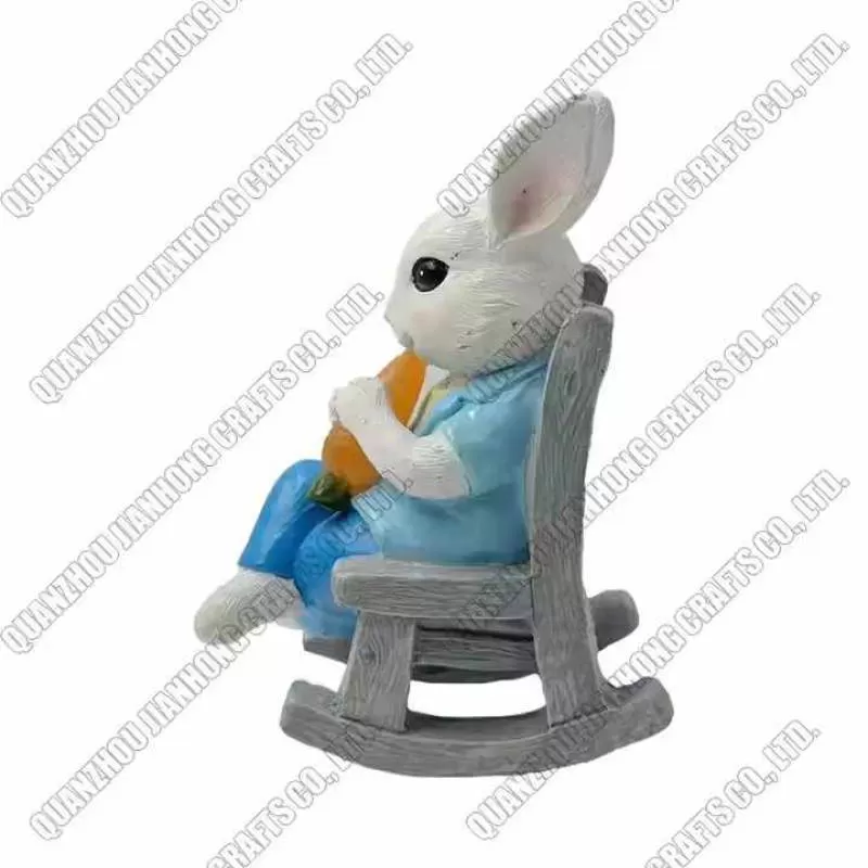 Top Grace Polyresin Bunny with Carrot Decorations Spring Easter Decors Figurines Tabletopper Accessories