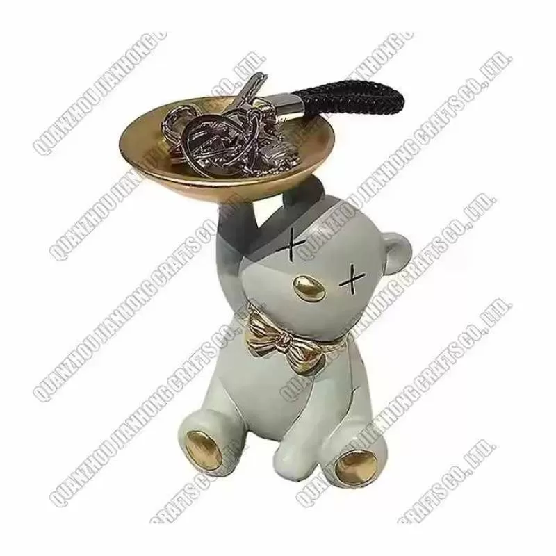 Statues Resin Crafts Wholesale Creative Tray Bear Figurine Put Key Storage Living Room Home Decoration