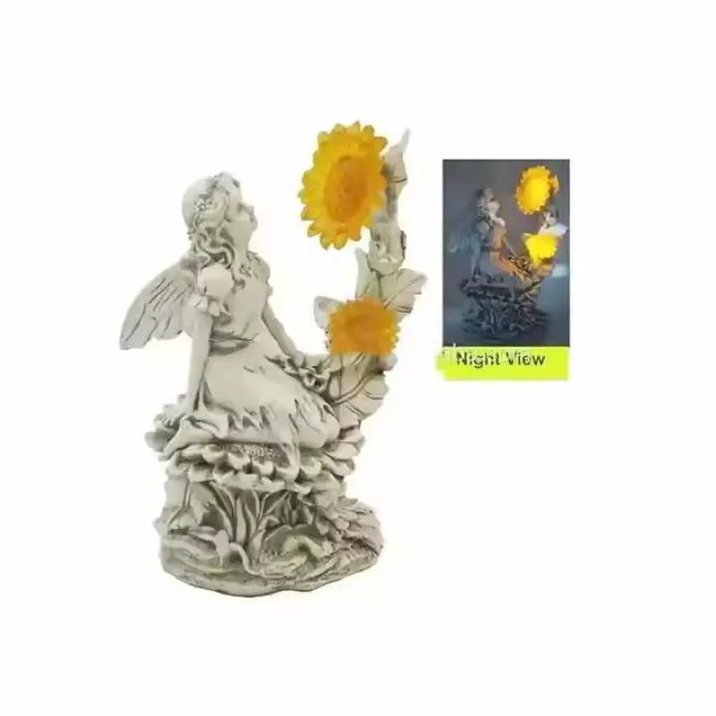 Hot Sale Resin Craft Custom Large Fairy Outdoor Statues Solar Garden Decor Figure Sculpture