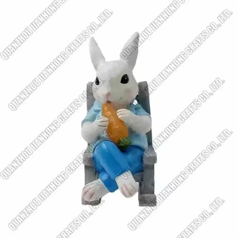 Solar Sculpture LED Resin Rabbit Outdoor Courtyard Garden Animal Figurine Decoration