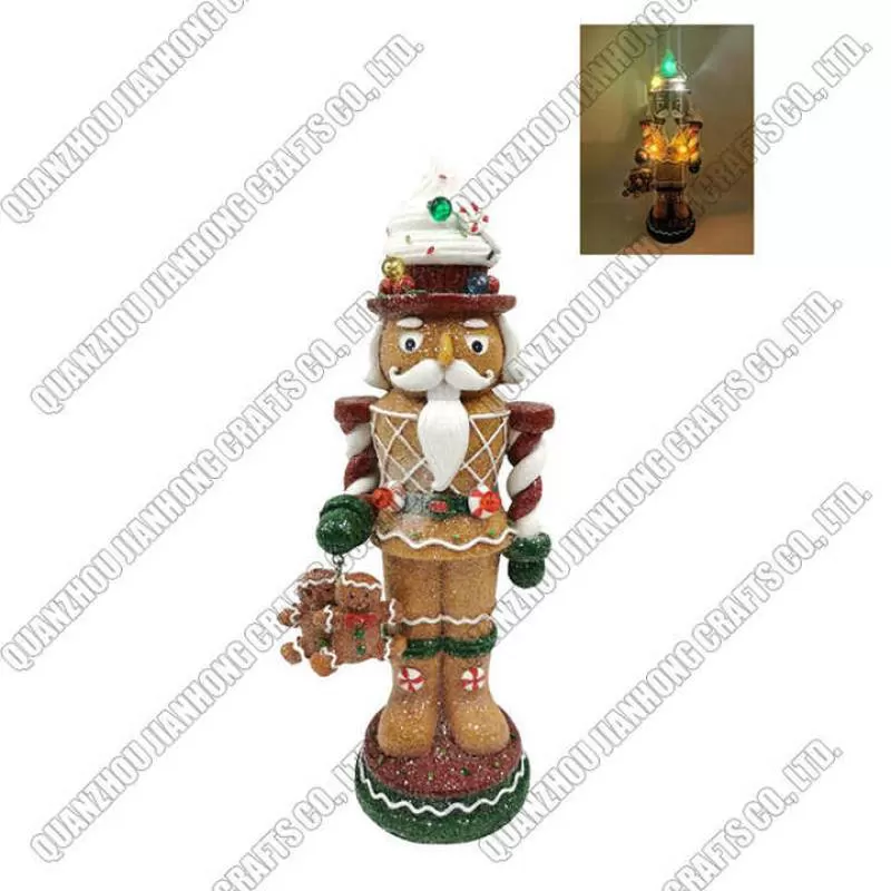 Best Selling Resin Xmas Nutcracker Soldier Statue Gingerbread Figurine for Christmas Holiday Decoration
