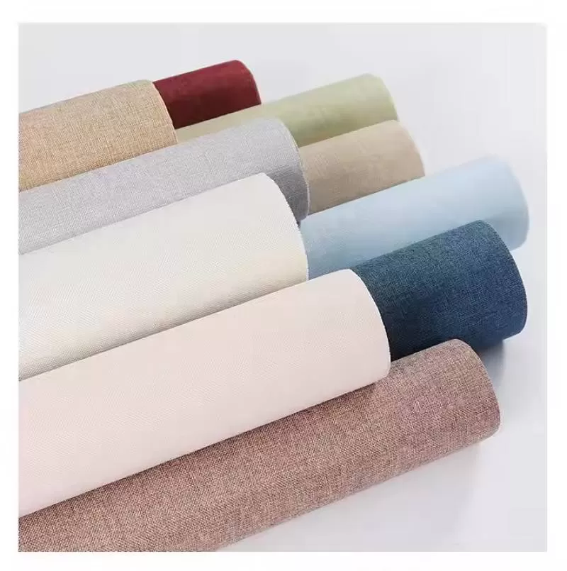 Modern Simple Linen Self-Adhesive Waterproof Seamless Wallpaper Bedroom Living Room Plain Color Whole House Hotels Schools
