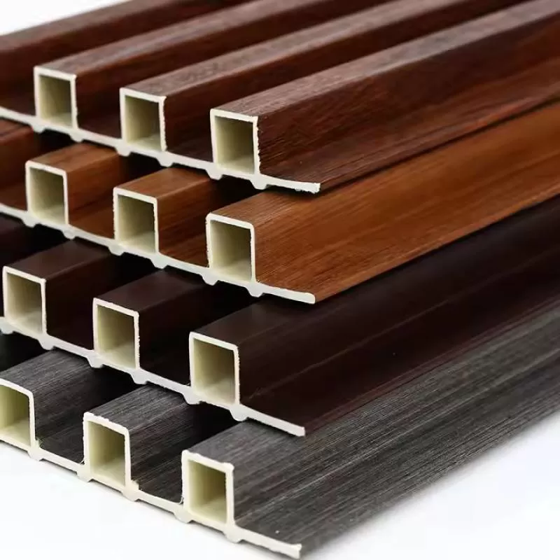 3D WPC Cladding Fluted Wall Panel Wood Cladding Wall Grille Covering Waterproof for Interior Wall Decoration