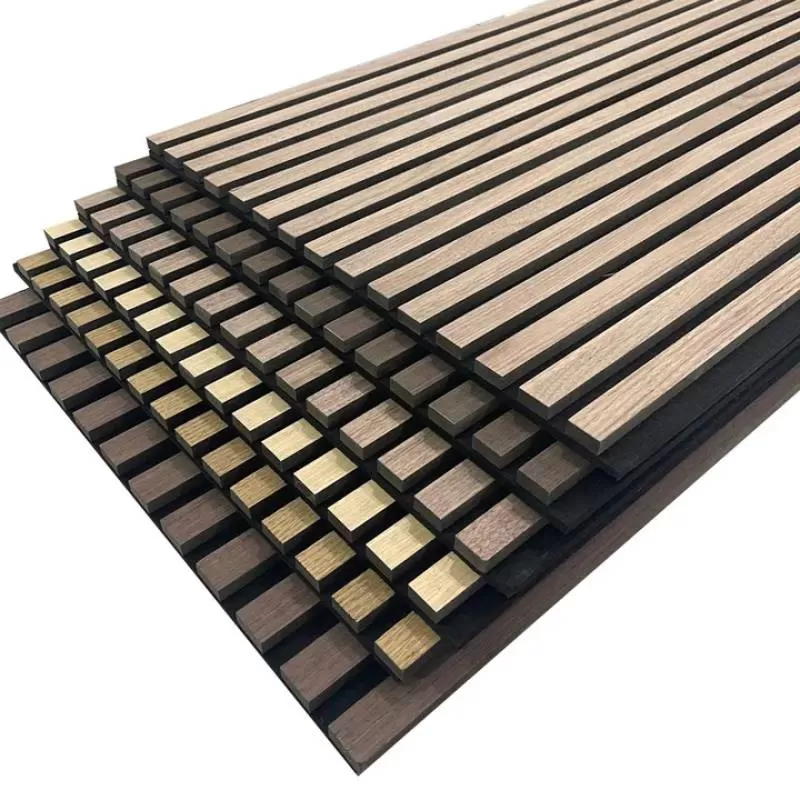 MDF Acoustic Slat Wood Wall and Ceiling Self Adhesive Polyester Fiber Sound Proof Salt Acoustic Wall Panel Interior Decoration