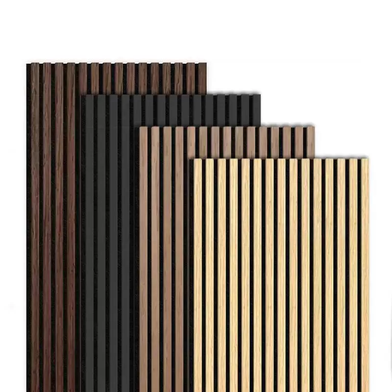 Eco Oak MDF Wood Wall 600*600mm Slat Cladding Acoustic Panels Sound Absorbing Self Adhesive for Wall and Ceiling Decoration