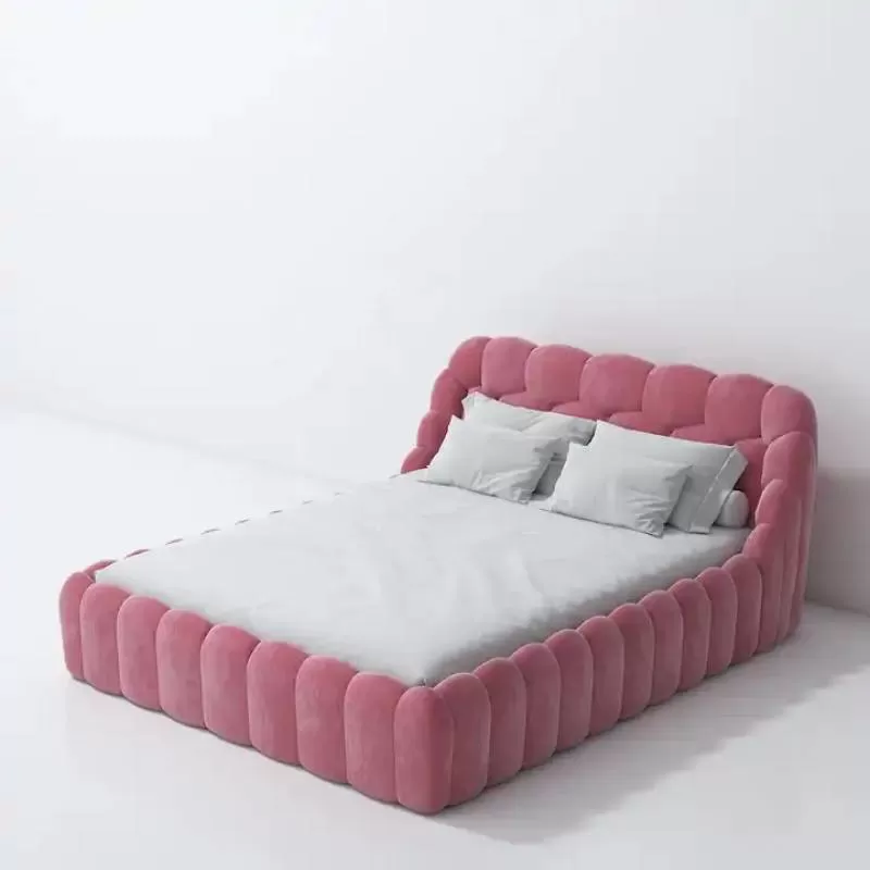 Customized Queen Size Fabric Upholstery Bed Frame for Bedroom Home Furniture Use