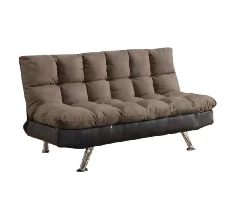 CONTEMPORARY BROWN MICROFIBER/DARK BROWN VINYL SOFA BED