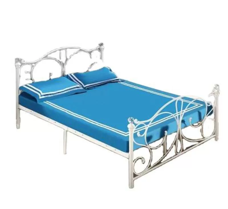 Free Sample White Metal Bed Frame Queen Luxury Iron Bed