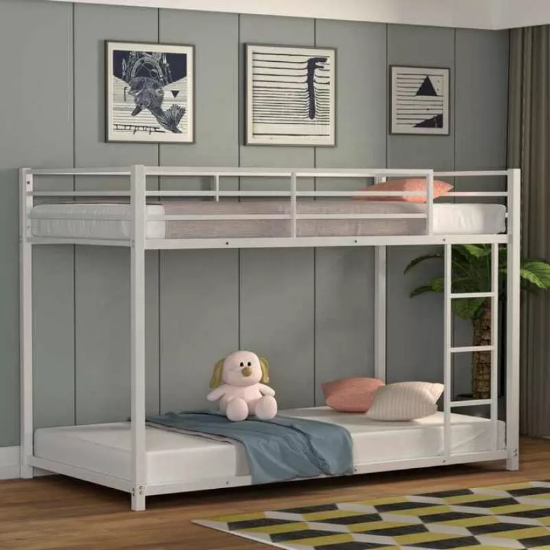 Children Double Deck Twin Over Full Metal Standard Princess School Dormitory Bunk Bed for Kids Bed Frame