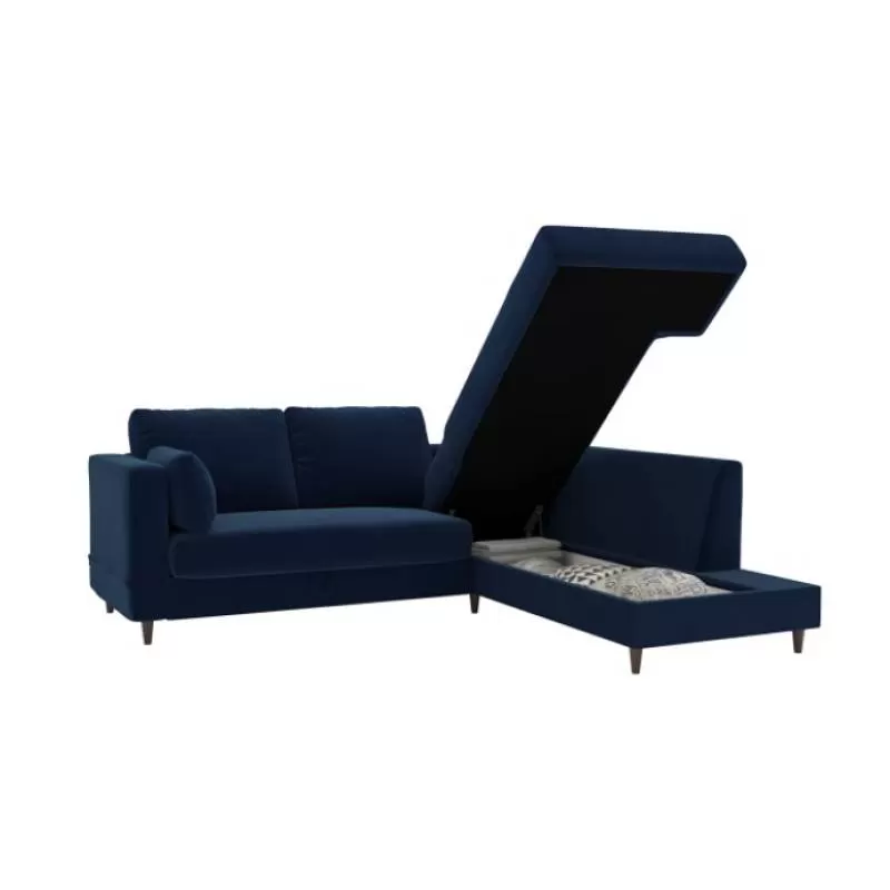 Sofa Reclinables Solid Wood Frame Comfortable Blue Velvet Cushion Sofa Bed