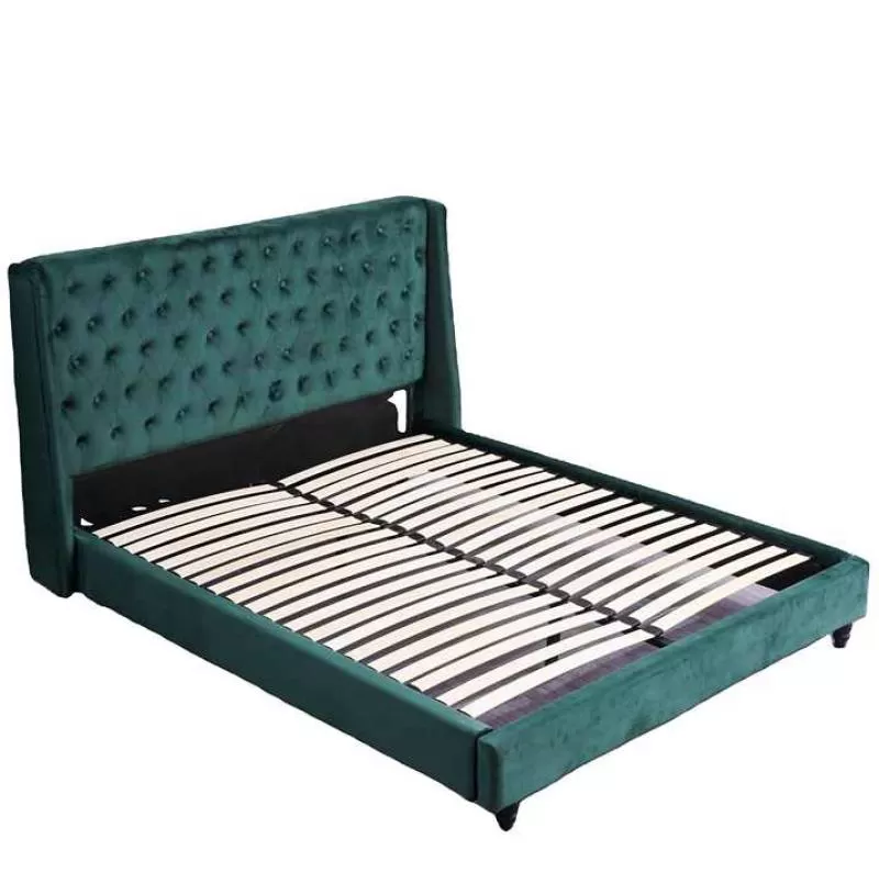 Modern Style High Quality Velvet  king Size with Wing Fabric Bed