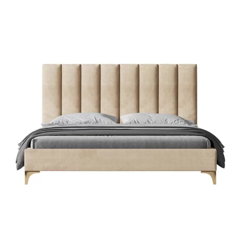 Queen king Velvet   Upholstered Quality Bed Wood  Wholesale Bed