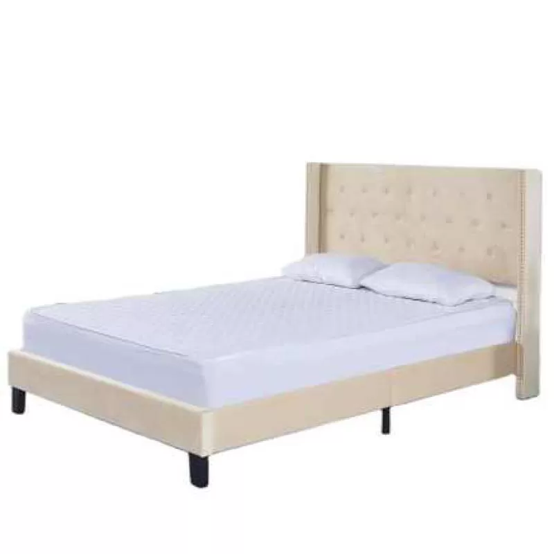 Luxury High Quality Factory Price Upholstered Bed  king Queen Single Button Wing Model Bed