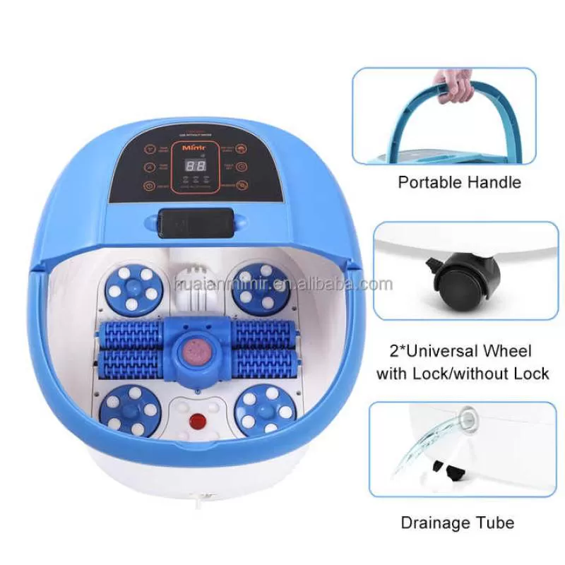 Electric Heating Automatic Massage Foot Spa Bath Massager Machine With Bubble and Shiatsu Massage Rollers