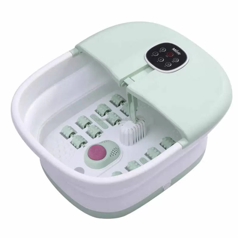 Fast Heating Water Foldable Foot Spa Bath Bucket Basin Machine With Bubble and Shiatsu Massage Rollers for Tired Foot Reax