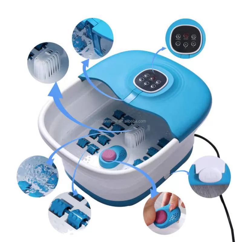 Amazon Hot Selling Electric Heat Foldable Foot Spa Bath Massager Machine With Bubble for Tired Feet Relax Soaking Basin