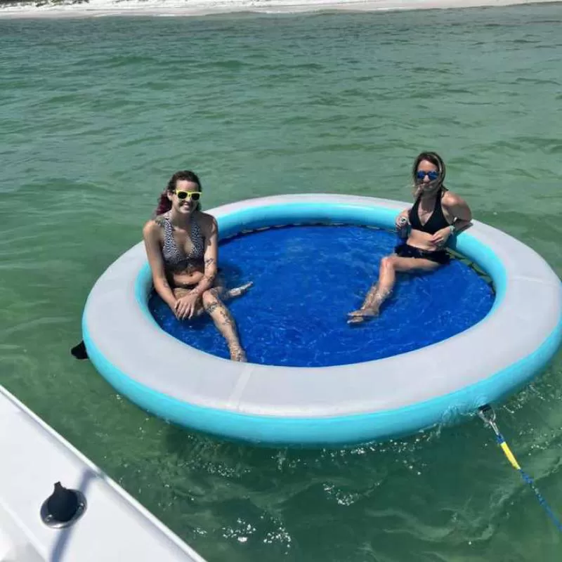 Factory Supply Round PVC Floating Platform Drop Stitch Net for Lake Ocean Sound Dock Android Compatible Floating Island Pool
