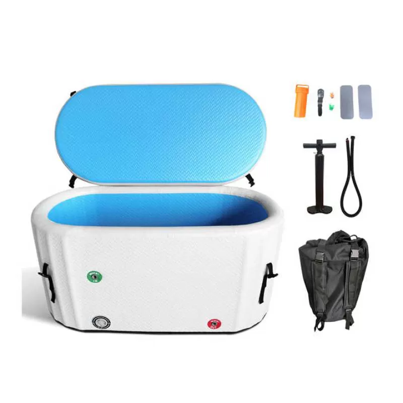 Light Gray - Blue Insulated Ice Bath Cold Water Pack Therapy Icebath Cooling System
