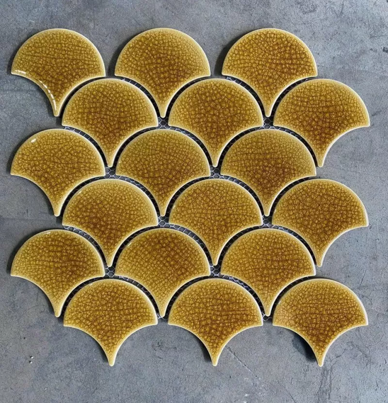 Mosaic vảy cá màu vàng men rạn đôi ESH-XFB90070