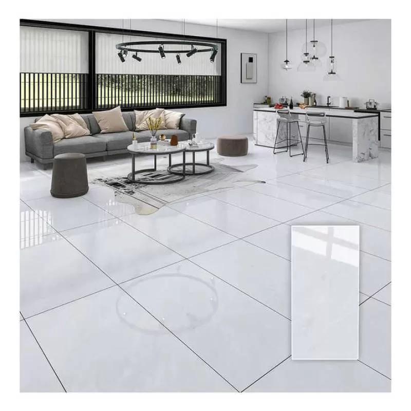 Realgres Porcelanato 600x1200 Full Body Living Room Glossy Shiny Plain Color Glazed Marble Floor Tile Polished Porcelain Tiles